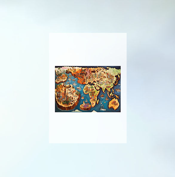 世界地図のアートポスター原画のみ設置イメージ