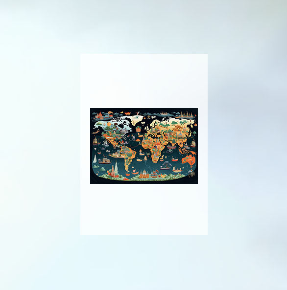 世界地図のアートポスター原画のみ設置イメージ