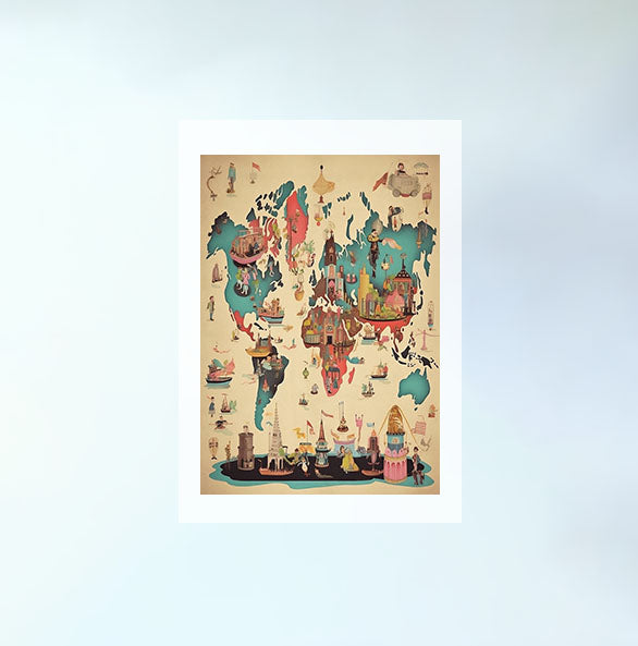 世界地図のアートポスター原画のみ設置イメージ