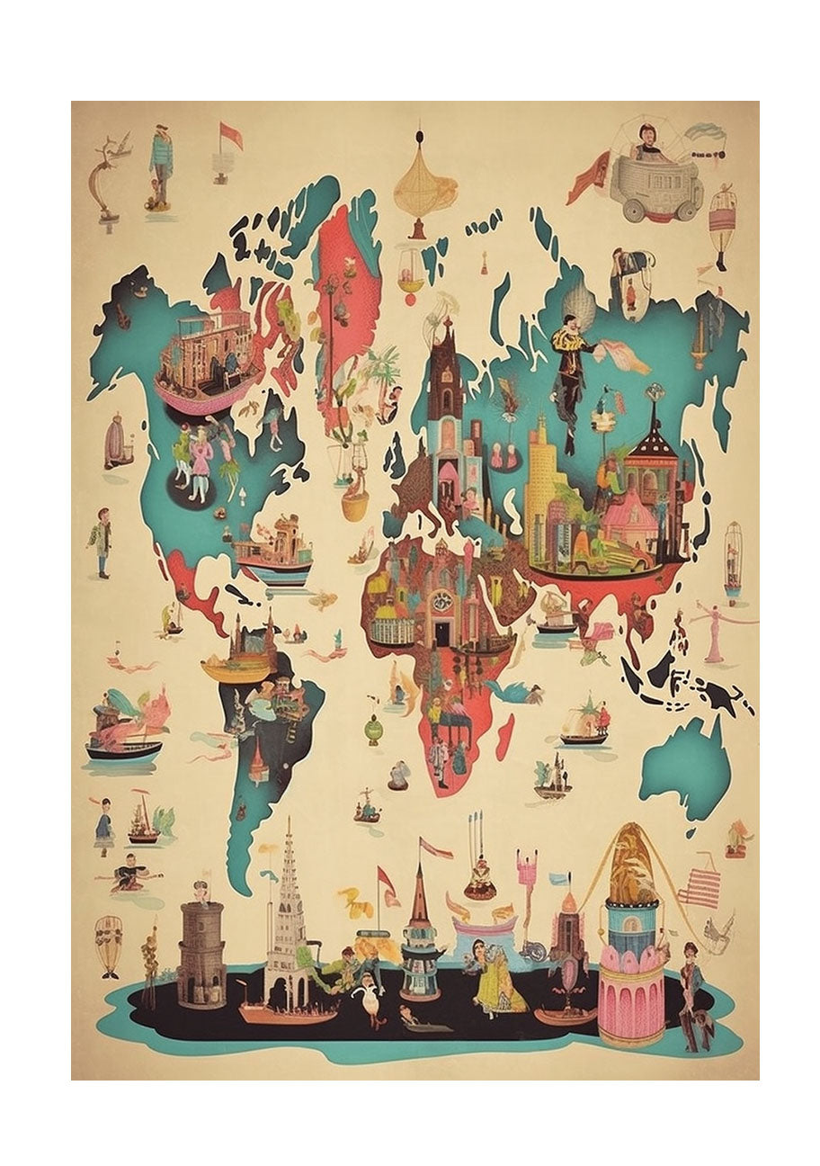 世界地図のアートポスター原画のみ