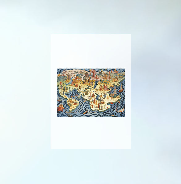 世界地図のアートポスター原画のみ設置イメージ