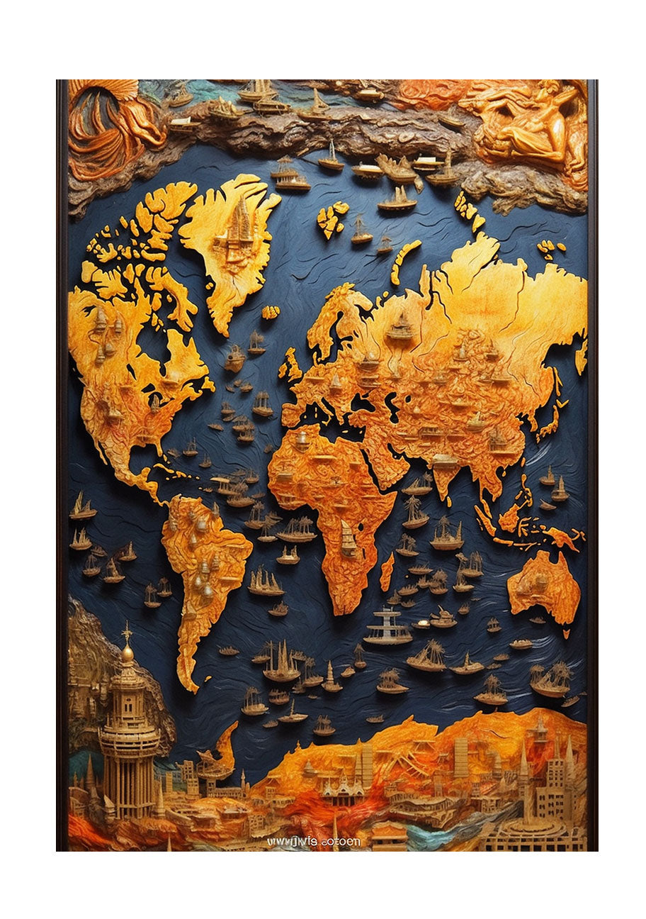 世界地図のアートポスター原画のみ