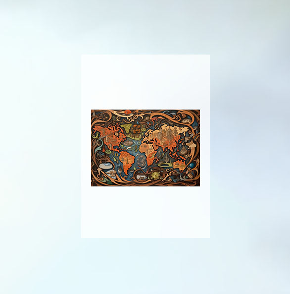 世界地図のアートポスター原画のみ設置イメージ