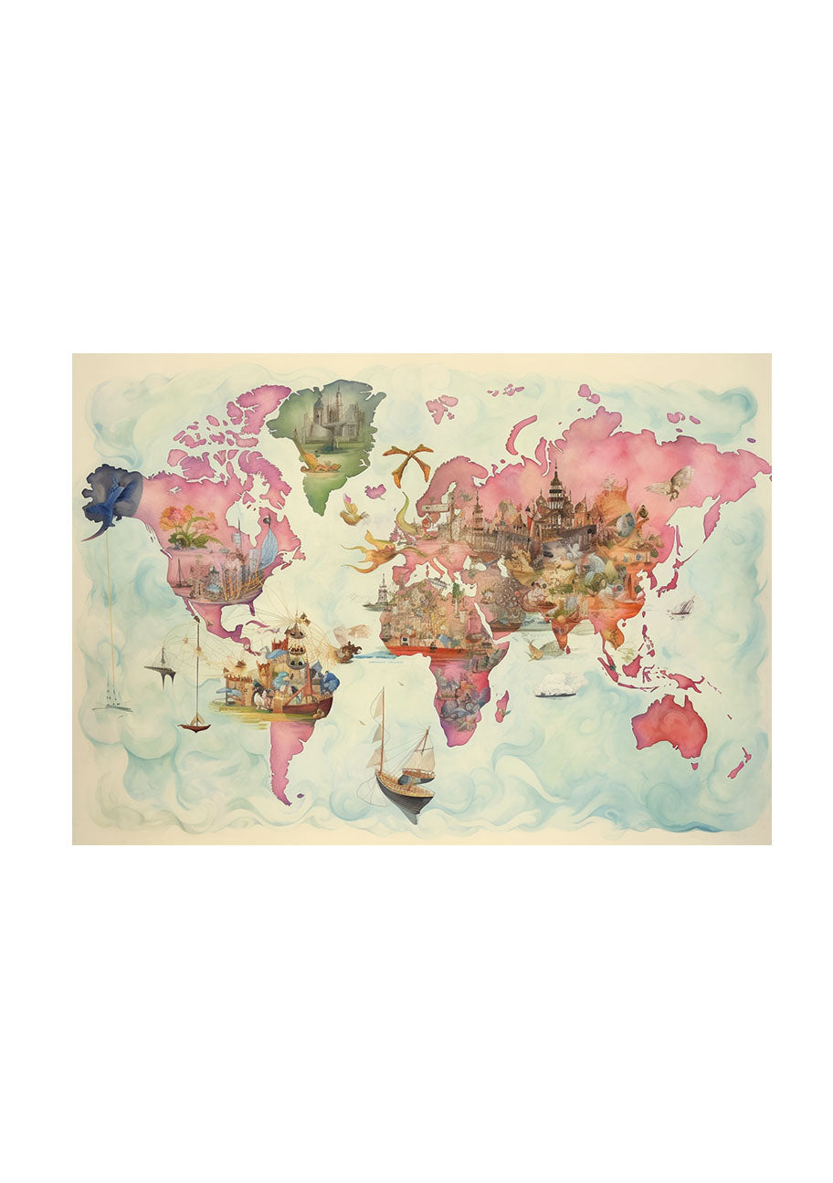 世界地図のアートポスター原画のみ