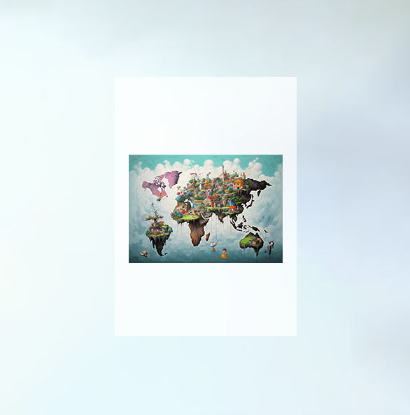 世界地図のアートポスター原画のみ設置イメージ