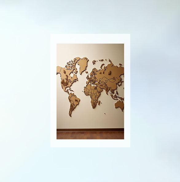 世界地図のアートポスター原画のみ設置イメージ