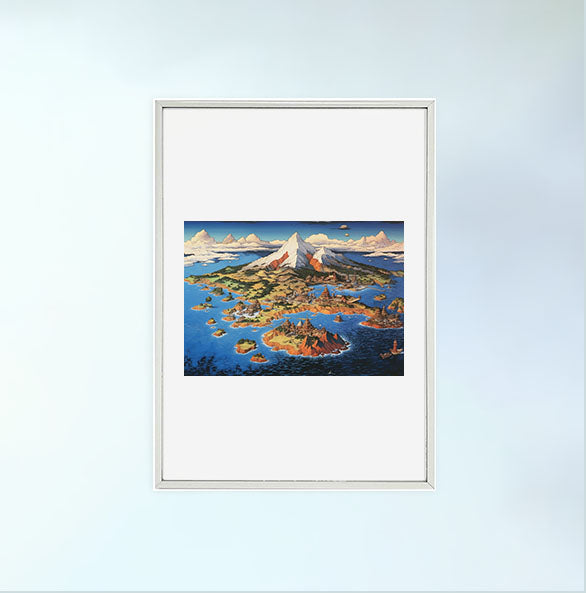 世界地図のアートポスター銀フレームあり