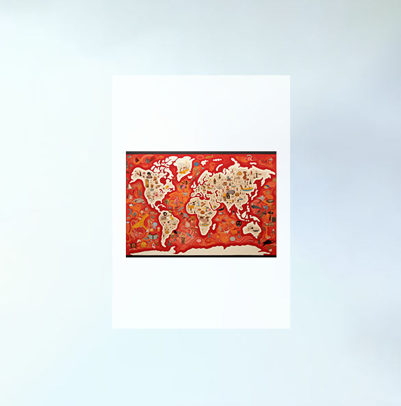 世界地図のアートポスター原画のみ設置イメージ