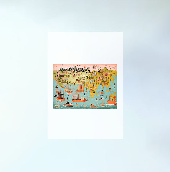 世界地図のアートポスター原画のみ設置イメージ
