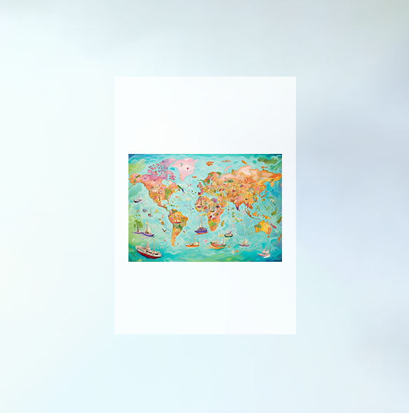 世界地図のアートポスター原画のみ設置イメージ