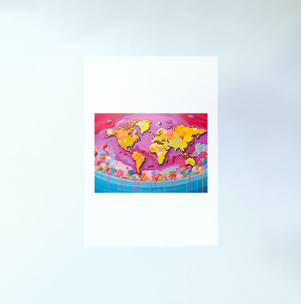 世界地図のアートポスター原画のみ設置イメージ