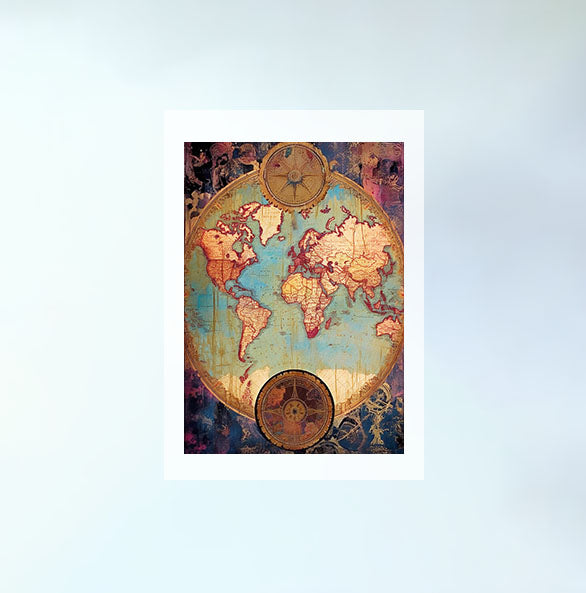 世界地図のアートポスター原画のみ設置イメージ