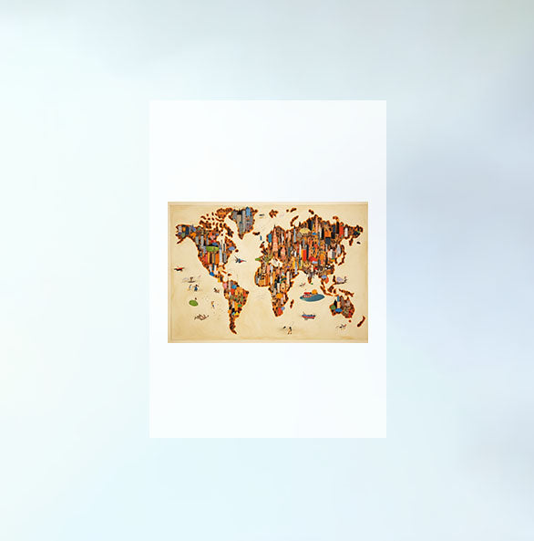 世界地図のアートポスター原画のみ設置イメージ