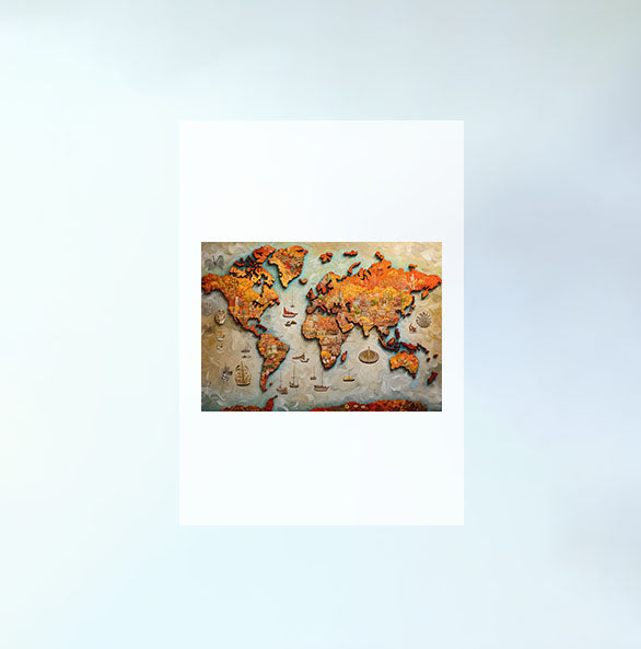 世界地図のアートポスター原画のみ設置イメージ