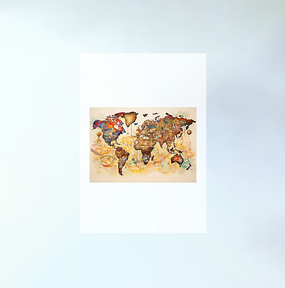 世界地図のアートポスター原画のみ設置イメージ