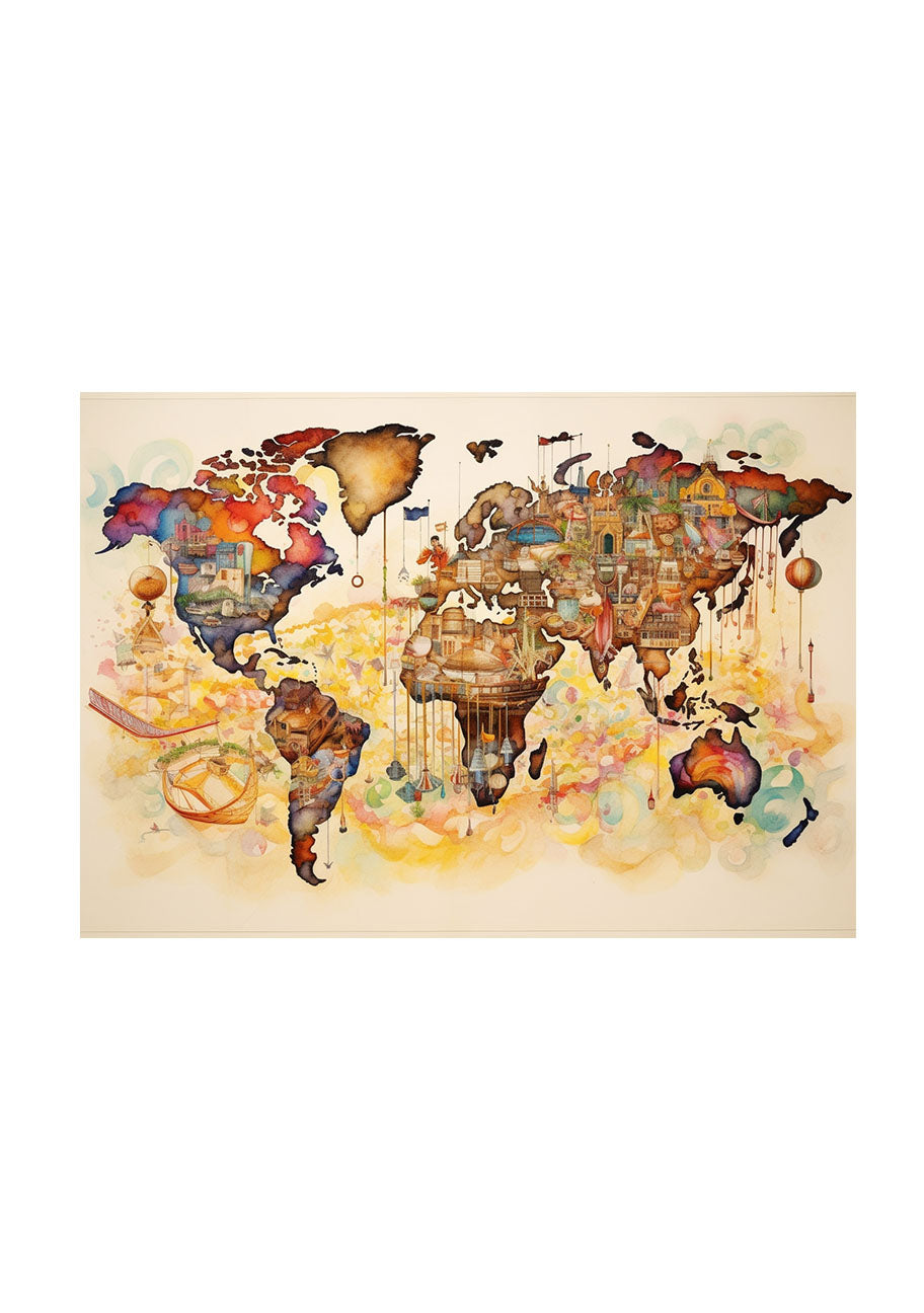 世界地図のアートポスター原画のみ