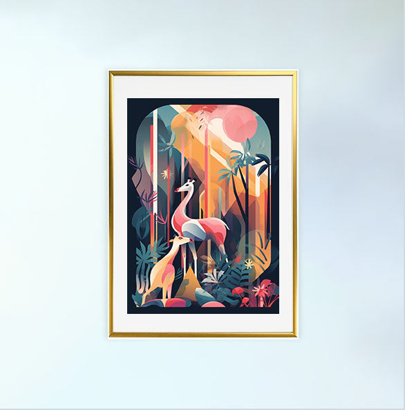 動物園のアートポスター金フレームあり