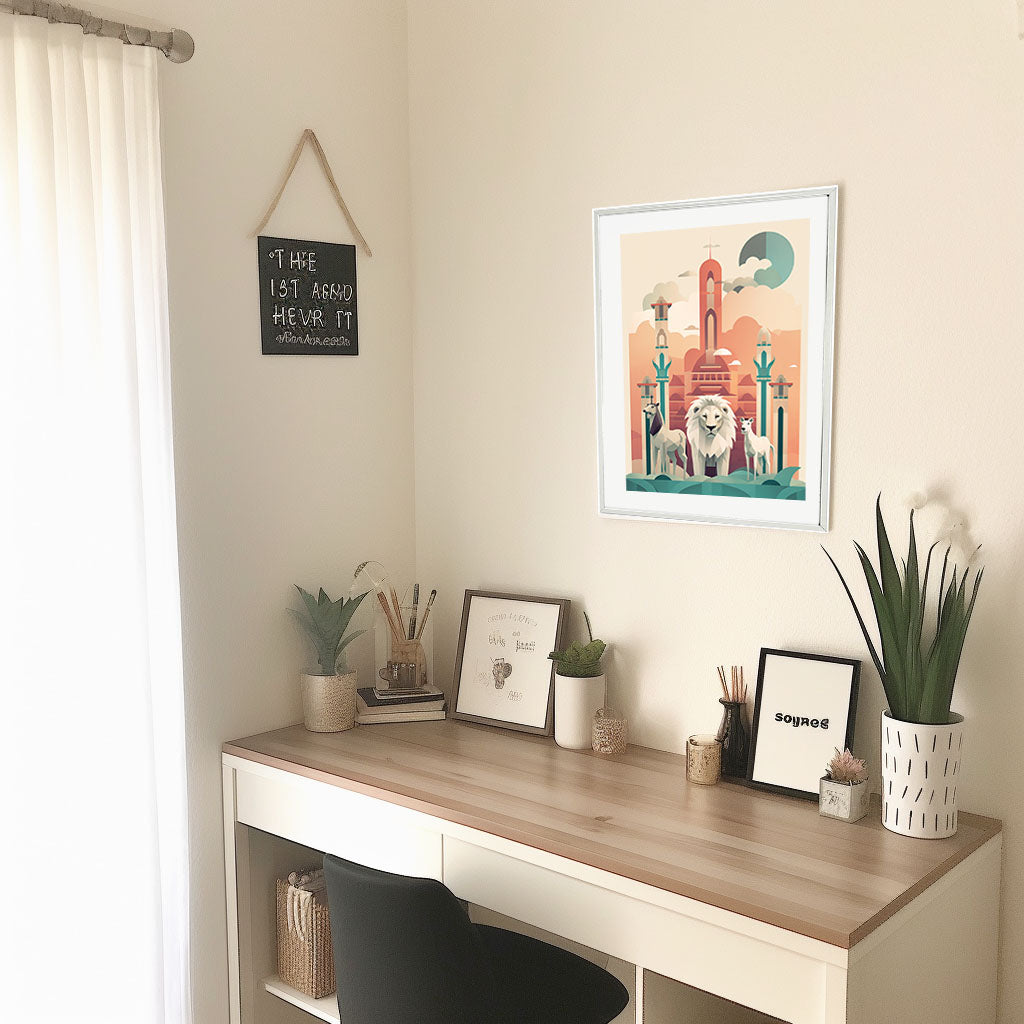 動物園のアートポスター机配置イメージ