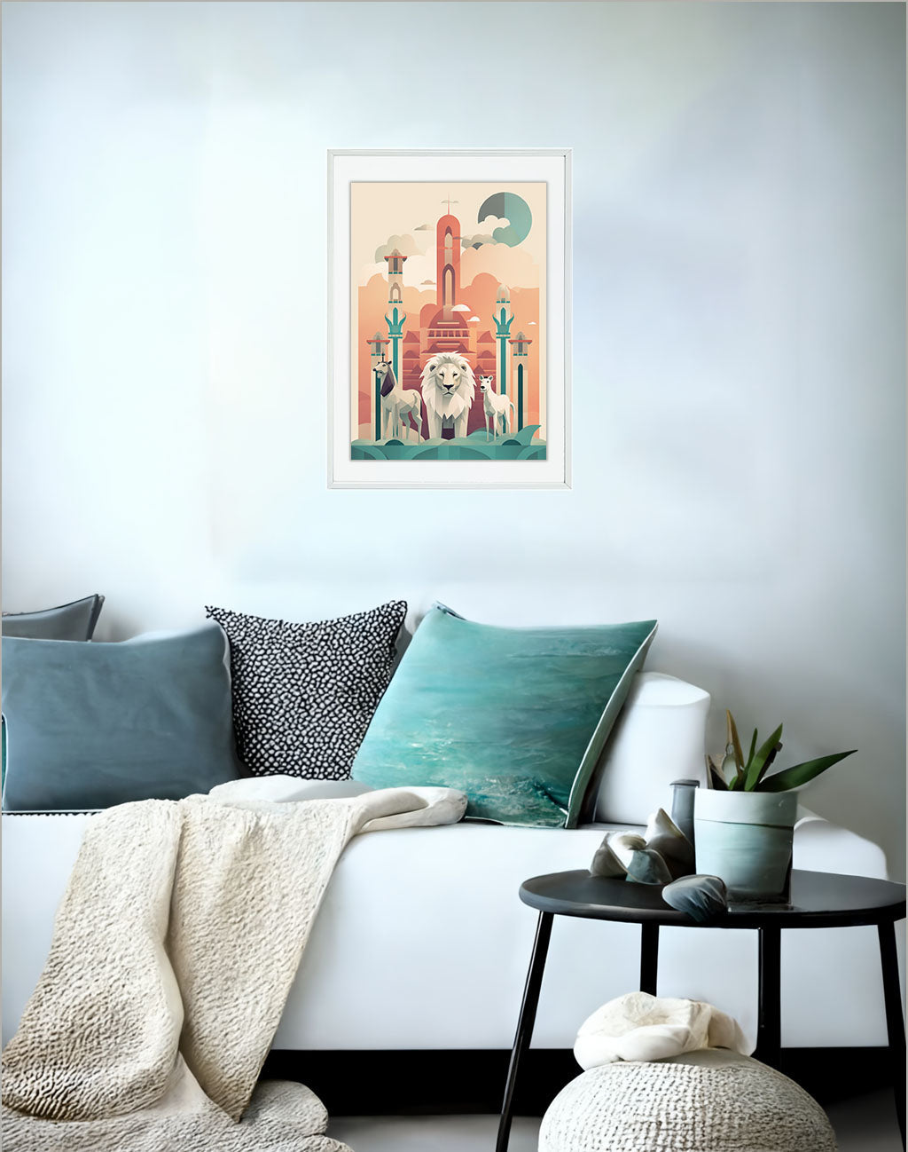 動物園のアートポスターソファ配置イメージ