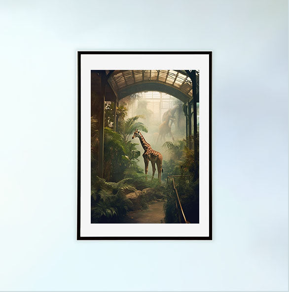 動物園のアートポスター黒フレームあり