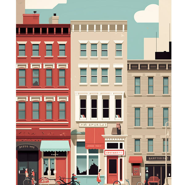 マンハッタンの絵 Manhattan_Streetscape_70fa_pos