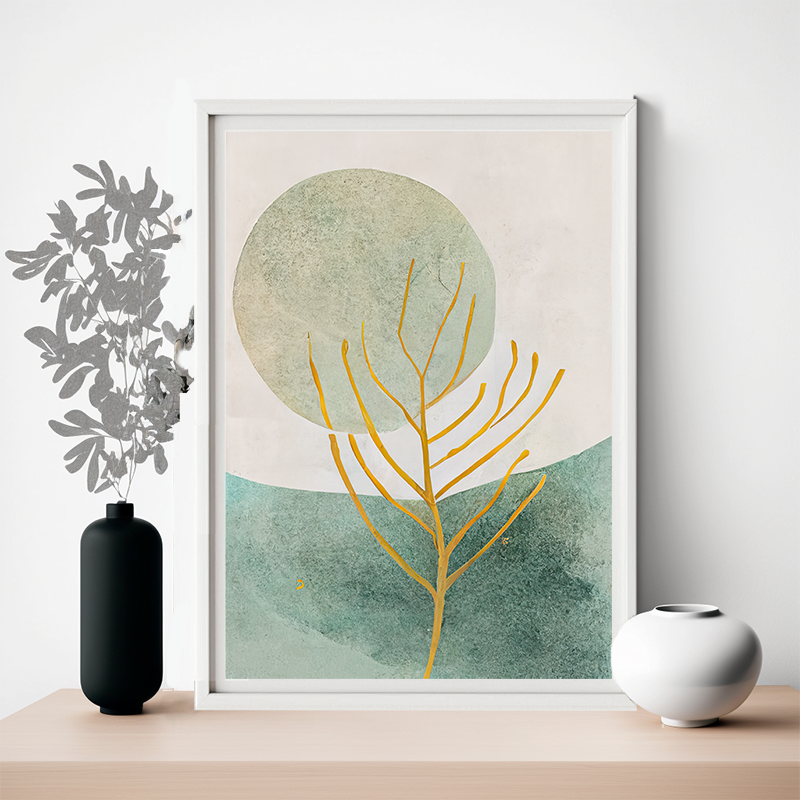 No.51 tree and moon abstract art poster