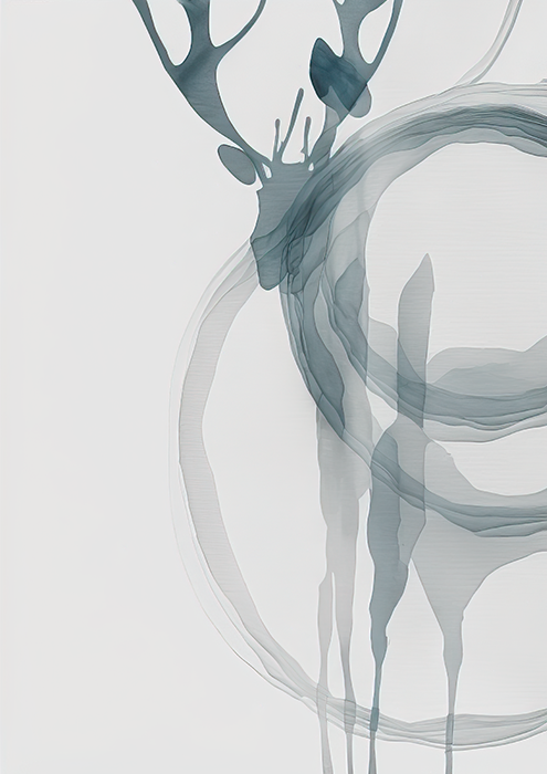 No.31 a reindeer watercolor art poster