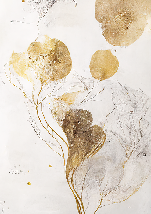 No.54 gold flower marble abstract art poster