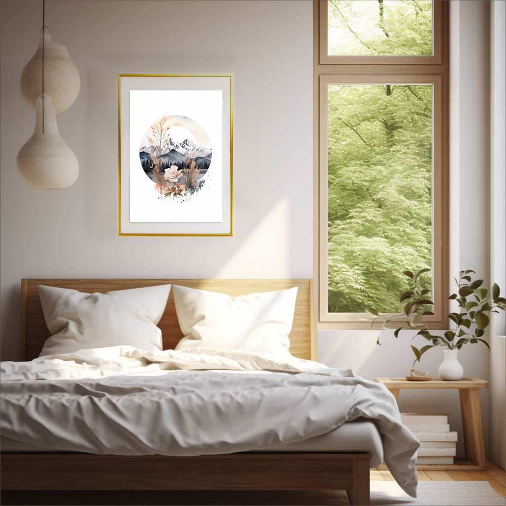 アルパインワンダーランドのアートポスター寝室配置イメージ