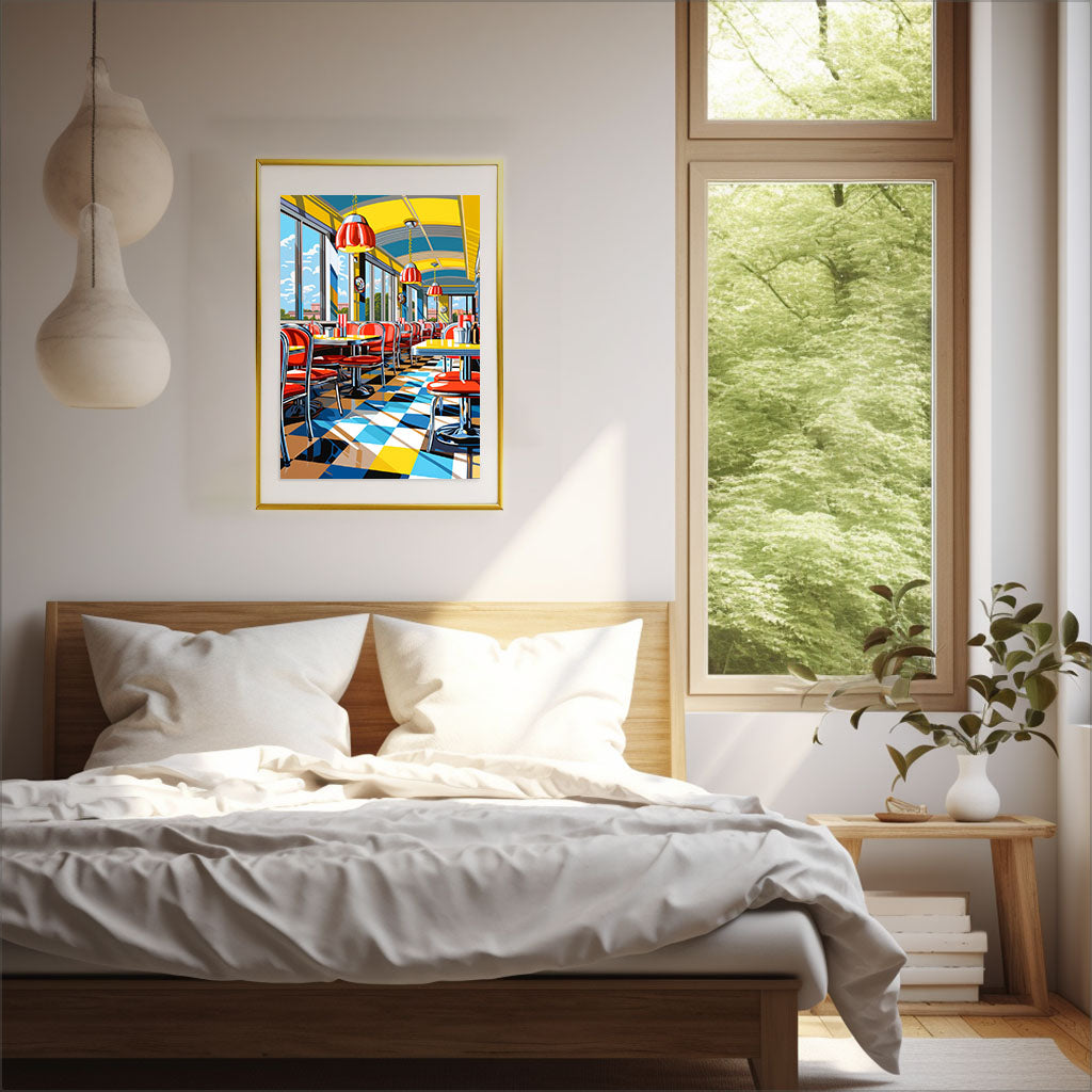 アメカジのアートポスター:American_casual_28f2 / 地図・都市_都市_のポスター画像寝室に設置したイメージ