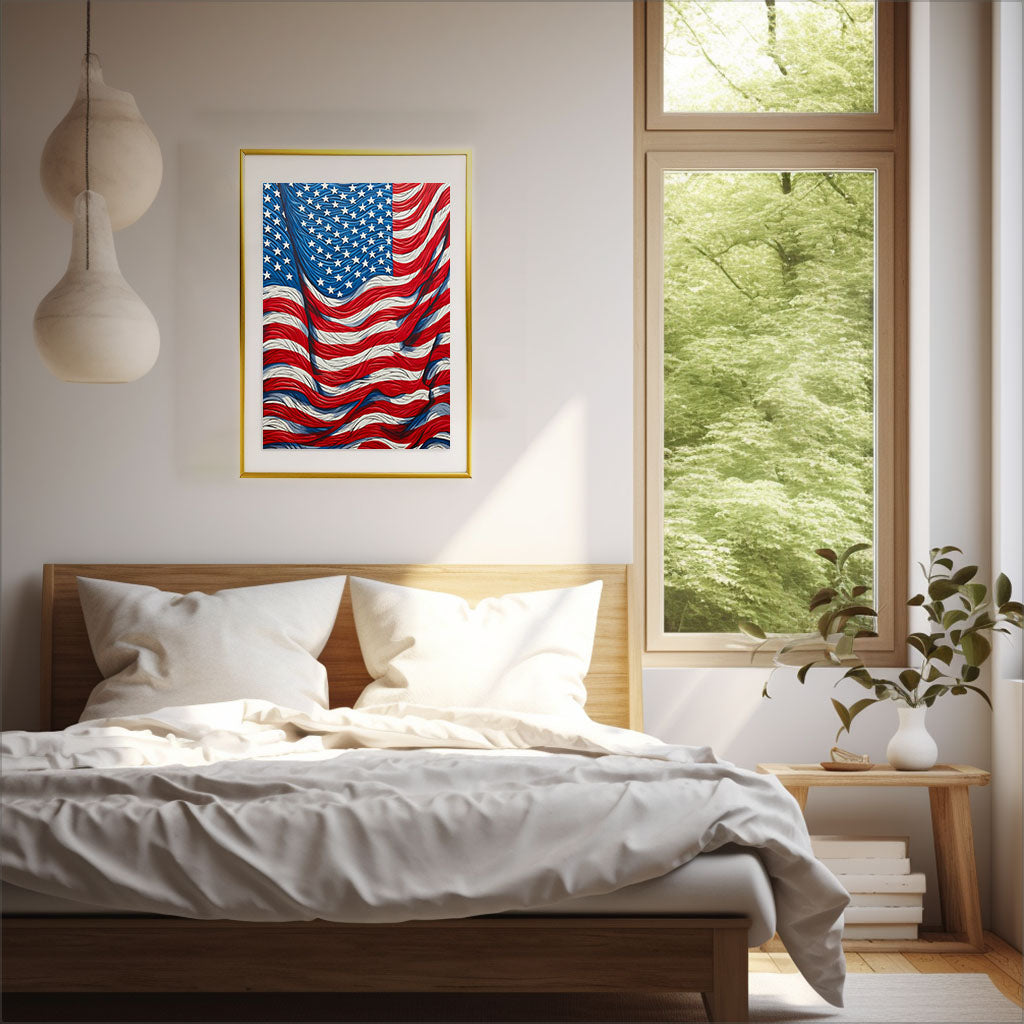 アメカジのアートポスター:American_casual_4d30 / 地図・都市_都市_のポスター画像寝室に設置したイメージ