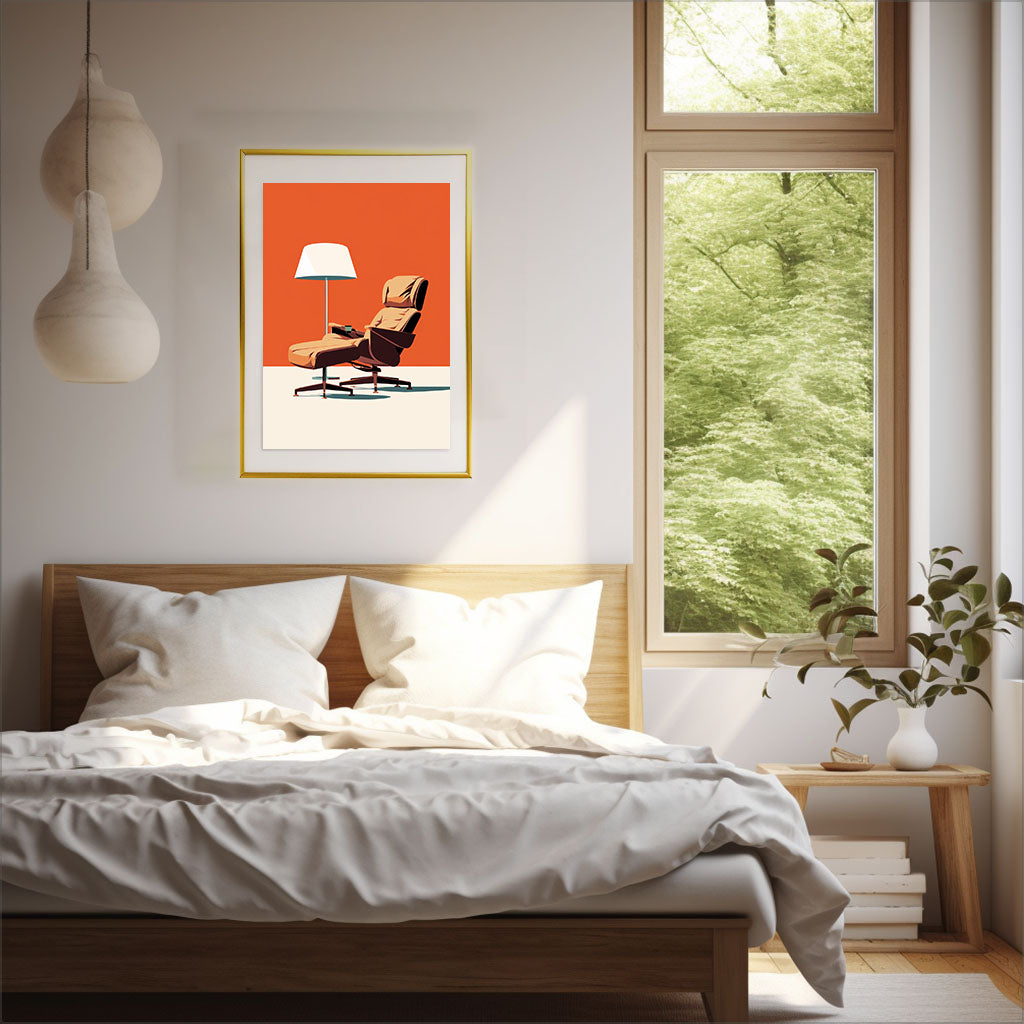 アメカジのアートポスター:American_casual_64d2 / 北欧_ポップ_地図・都市_都市_のポスター画像寝室に設置したイメージ
