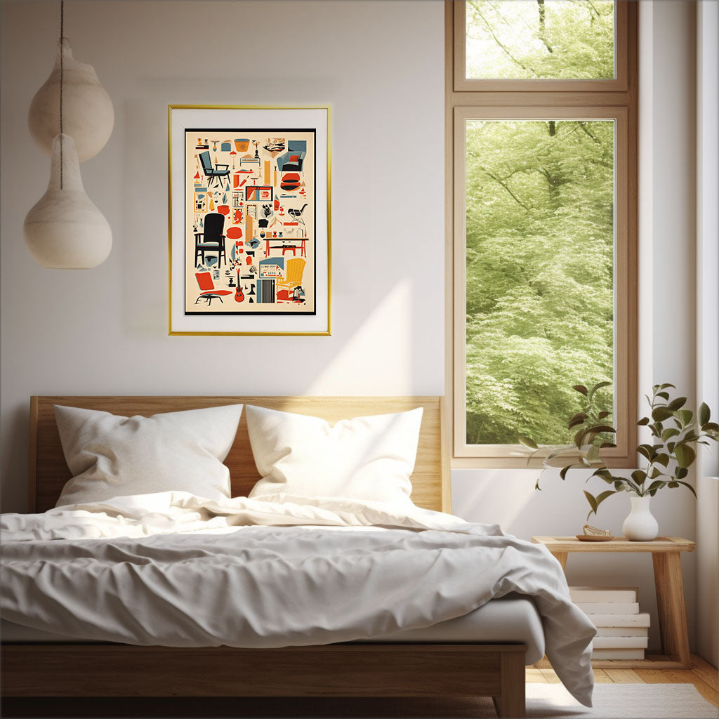 アメカジのアートポスター:American_casual_72d9 / 地図・都市_都市_のポスター画像寝室に設置したイメージ