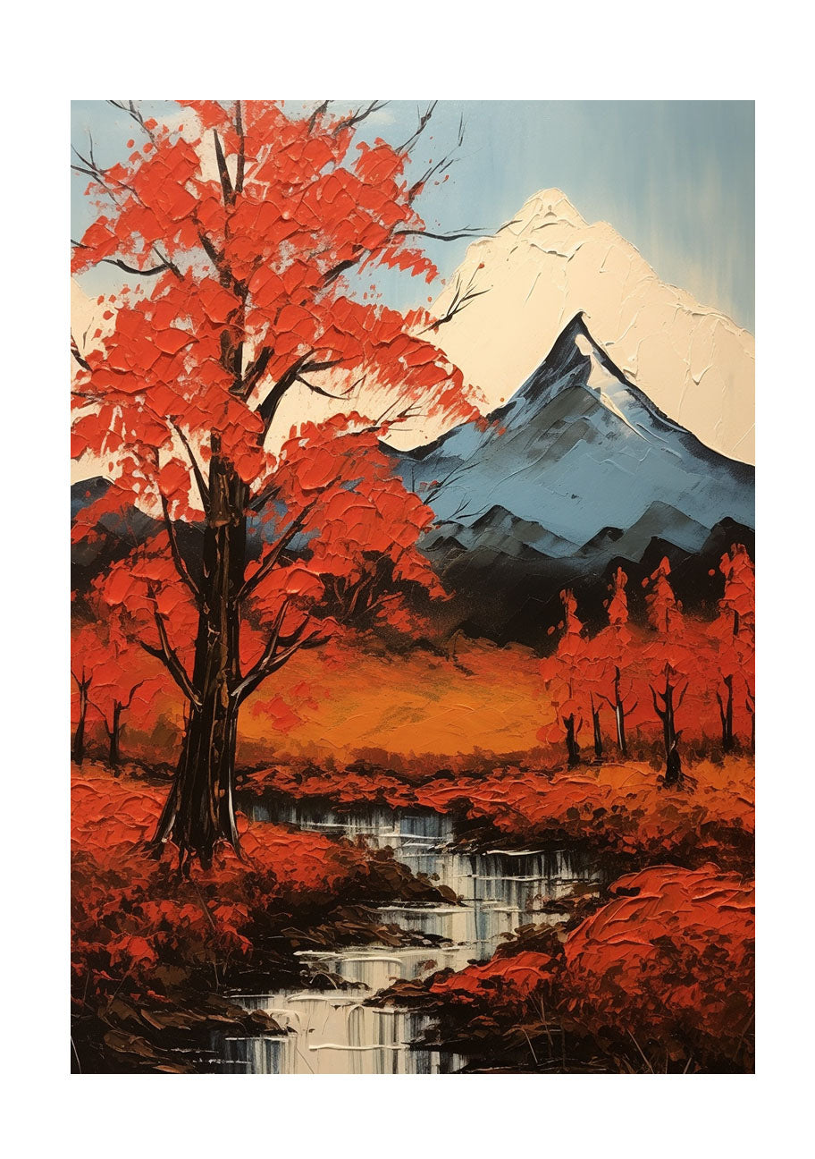 秋の紅葉のアートポスター原画のみ