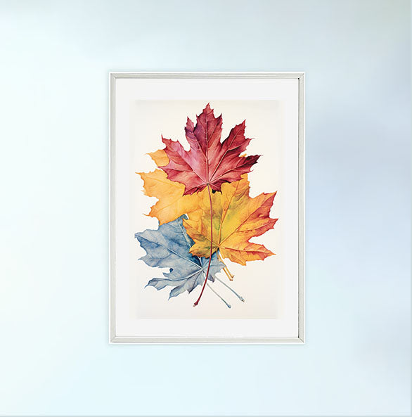 秋の紅葉のアートポスター白フレームあり