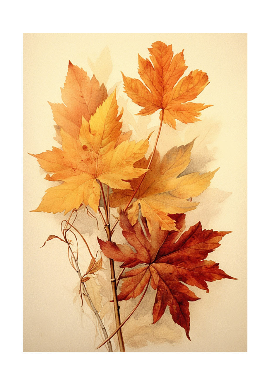 秋の紅葉のアートポスター原画のみ