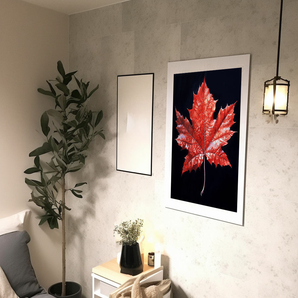 秋の紅葉のアートポスター廊下配置イメージ