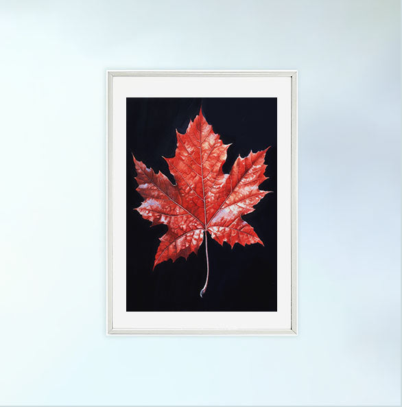 秋の紅葉のアートポスター白フレームあり