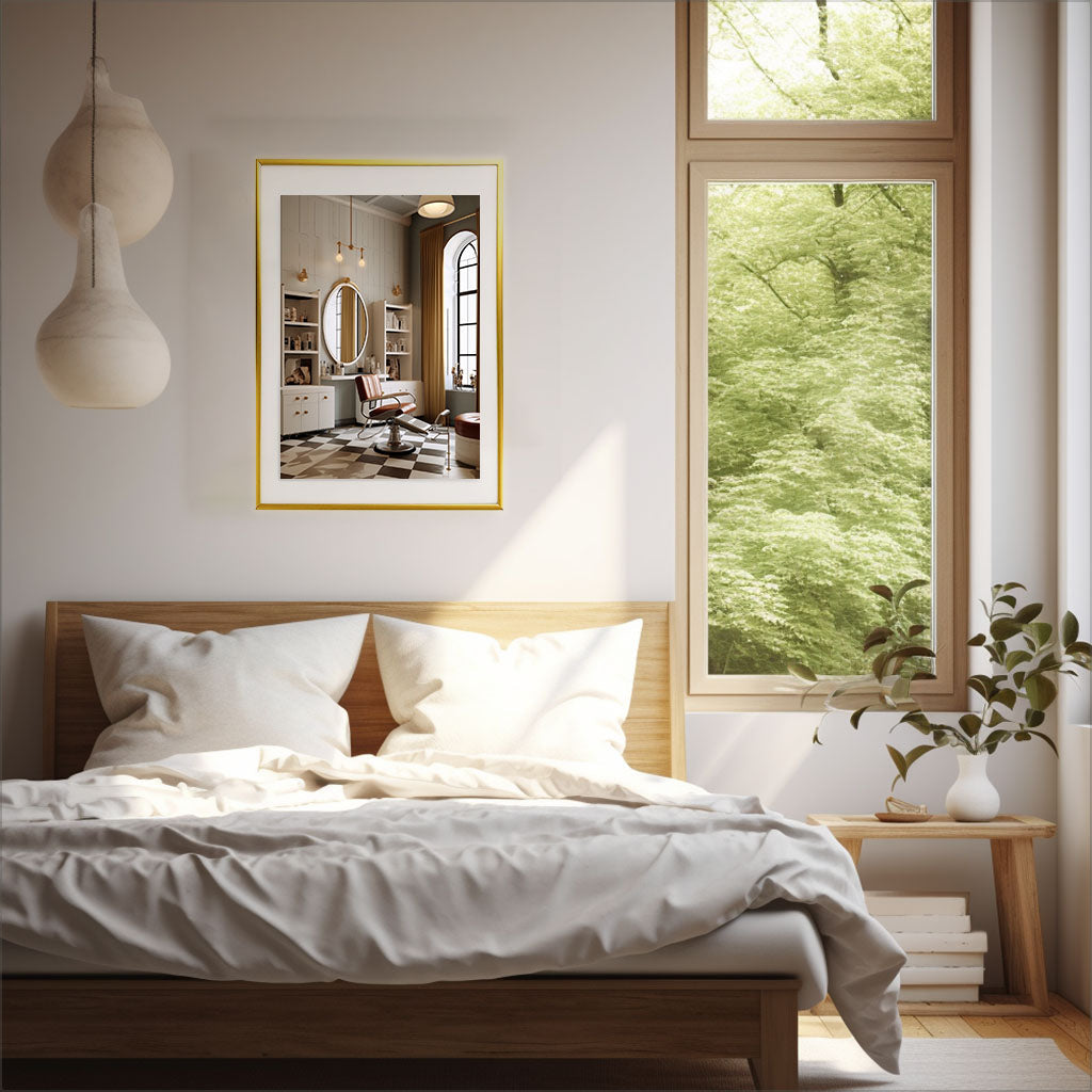 美しい装飾のアートポスター寝室配置イメージ