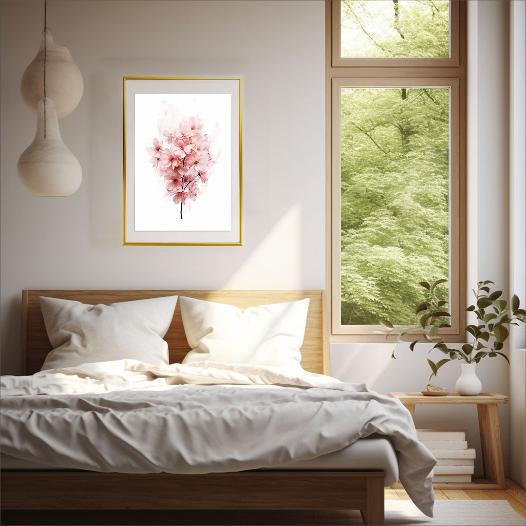 ブロッサミング・スプリングのアートポスター寝室配置イメージ