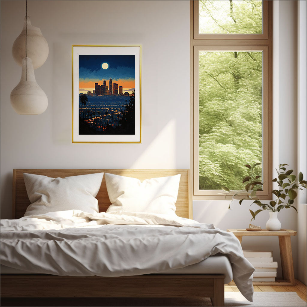 カリフォルニアのアートポスター:California_2c59 / 地図・都市_都市_のポスター画像寝室に設置したイメージ