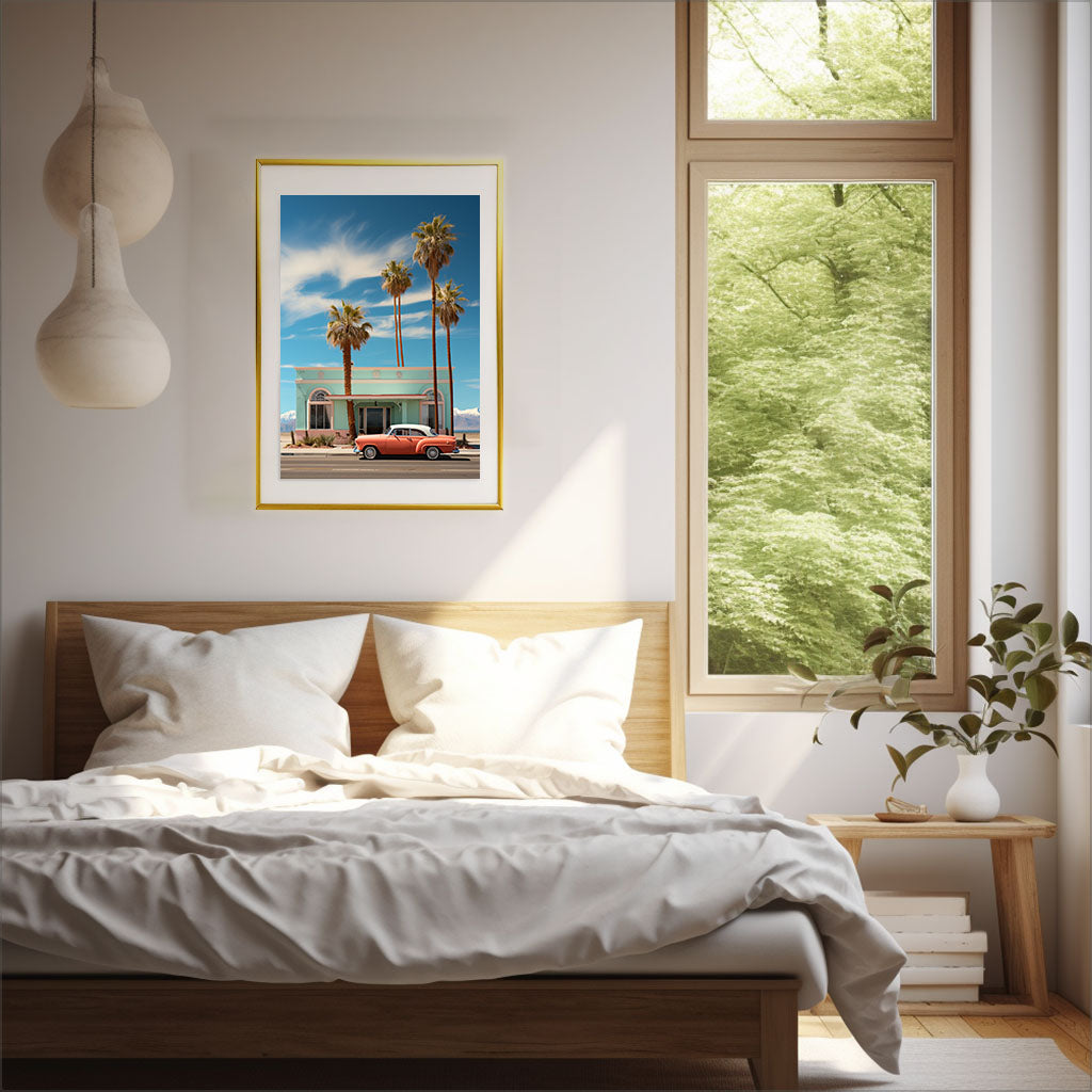 カリフォルニアのアートポスター:California_d809 / 写真_地図・都市_都市_のポスター画像寝室に設置したイメージ