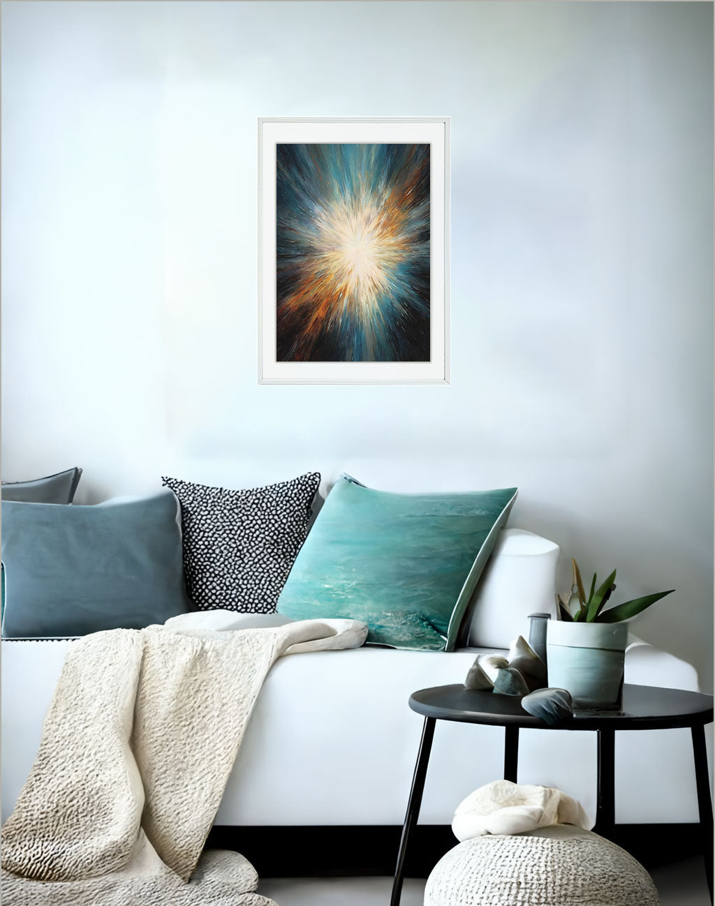 天空のドリームスケープのアートポスターソファ配置イメージ