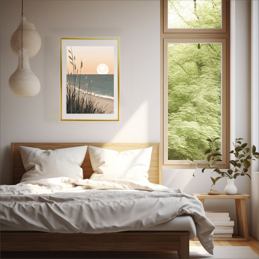 海岸植物のアートポスター寝室配置イメージ