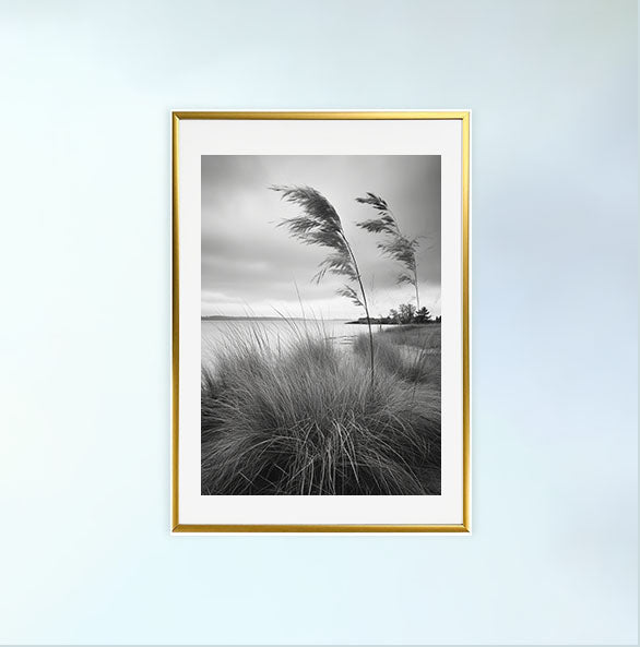 海岸植物のアートポスター金フレームあり