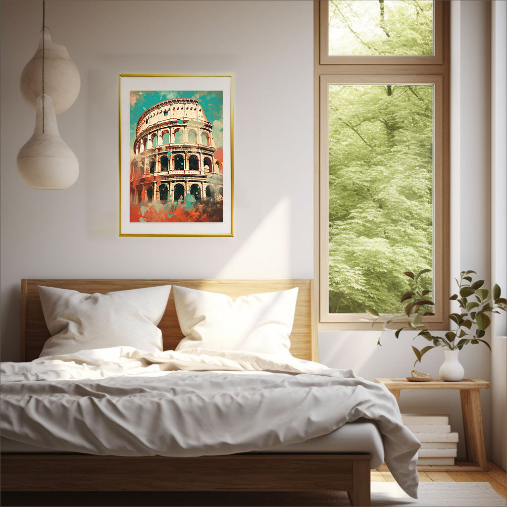 コロッセオのアートポスター寝室配置イメージ