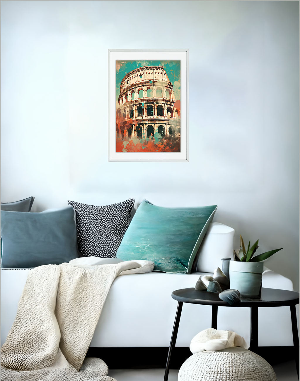 コロッセオのアートポスターソファ配置イメージ