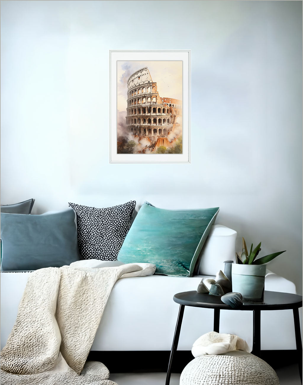 コロッセオのアートポスターソファ配置イメージ