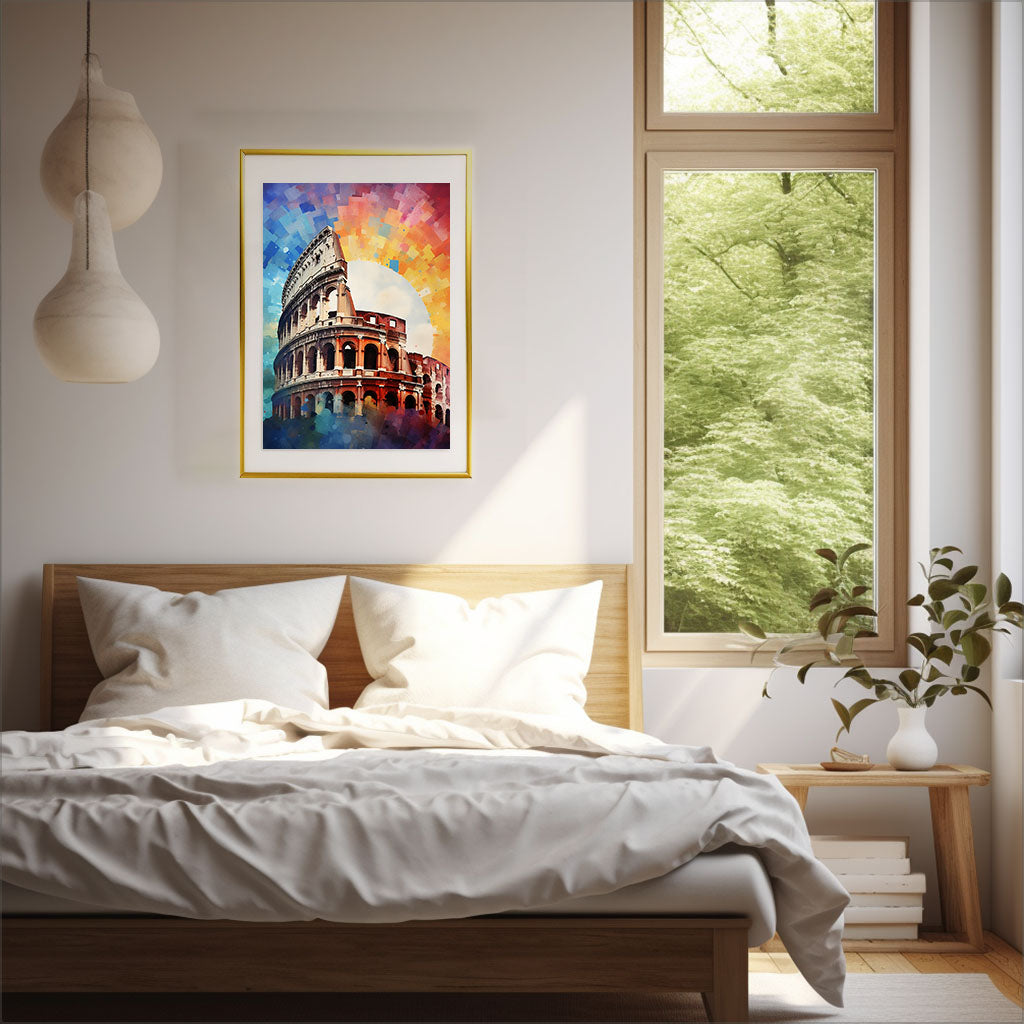コロッセオのアートポスター寝室配置イメージ