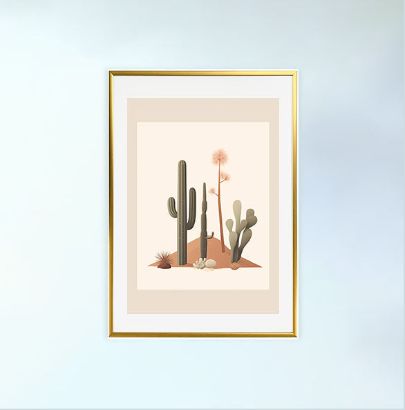 砂漠のオアシスのアートポスター金フレームあり